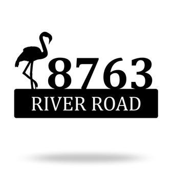 Custom Flamingo Metal Address Sign with House Numbers Plaque | Familywalldecor