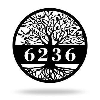 Custom Tree Of Life Metal House Numbers Sign – Personalized Home Décor | Familywalldecor