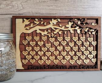 Engraved Wooden Family Tree Wall Hanging – Custom Gift for Family | Familywalldecor