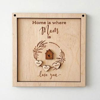 Home is Where Mom Is - Layer Wood Sign Mother's Day Gift from Kids | Familywalldecor AU