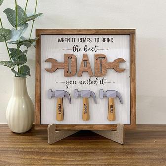 Personalized Father's Day Layered Wood Sign - You Nailed It, Best Dad with Kids' Names | Familywalldecor AU