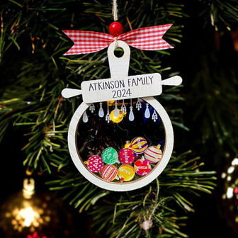 Christmas Balls Tree Decorations Custom Family Shaker Wood Acrylic Ornament Xmas - Monsterry