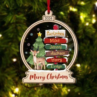 Christmas Balls Tree Decorations Wood Acrylic Ornament Xmas Family Tree Ornament - Monsterry