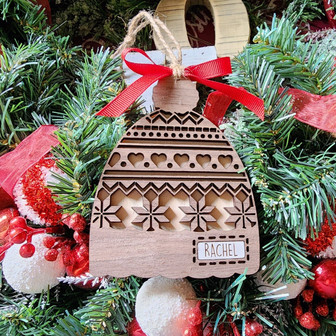 Personalized Winter Beanie Hat Snow Cap Christmas Ornament Wood Ornament - Monsterry