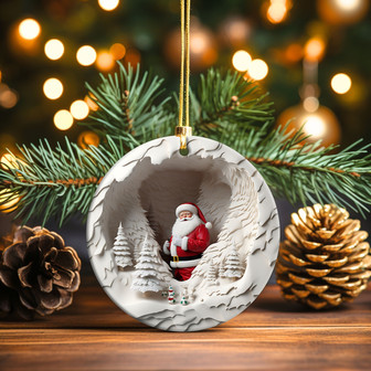 3D Christmas Ornament Santa Claus Wood Ornament Christmas Gifts Decorations - Monsterry