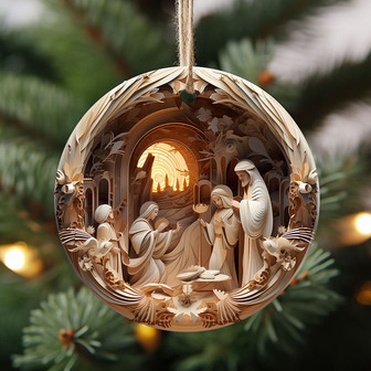 3D Christmas Ornament The Virgin Mary Wood Christmas Ornament For Home Decor - Monsterry