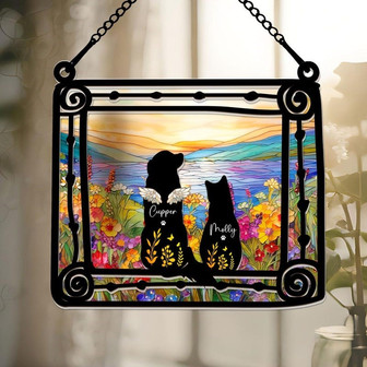 Personalized Loss Of Pet Sympathy Gift Dog And Cat Memorial Gift Couple Pet On Moon - Monsterry