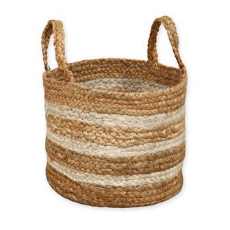 Classic Round Foldable Woven Storage Basket for Laundry | Rusticozy