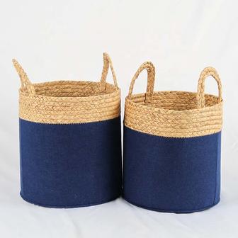 Eco-friendly Water Hyacinth Storage Basket with Handle for Home Organization | Rusticozy