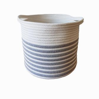 Handmade Round Woven Cotton Rope Laundry Basket with Handle | Rusticozy