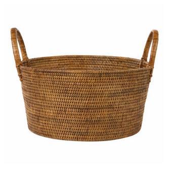 Handmade Round Woven Rattan Storage Basket for Home Decor | Rusticozy