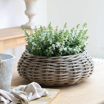 Handmade Vintage Color Wicker Rattan Flower Planter for Indoor Decoration | Rusticozy