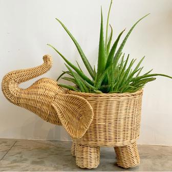 Handmade Wicker Elephant Planter for Home Decoration | Rusticozy CA