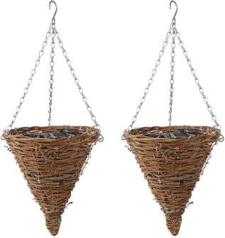 Outdoor Hanging Basket for Plants - Cone Shaped Wicker Pot | Rusticozy