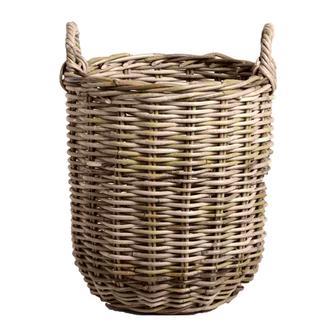 Oval Rattan Basket in Natural Gray for Home Storage | Rusticozy