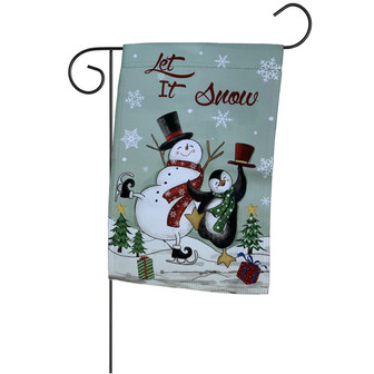 Cute Penguin Snowman Christmas Garden Flag, Let It Snow, Winter Garden Accessories - Monsterry
