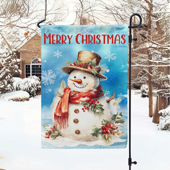 Merry Christmas Garden Flag, Winter Christmas Farmhouse Snowman Decor, Gift For Family - Monsterry