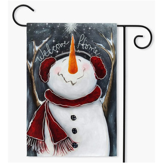 Winter Snowman Garden flag, Welcome Home Flag, Winter Yard Flag Farmhouse Decor - Monsterry