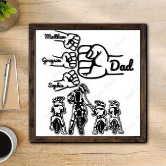 Personalized Fist Bump Motocross Dad Sign Gift for New Dad | Familywalldecor