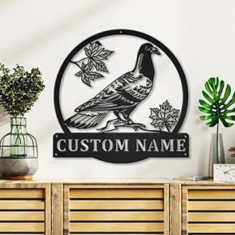 Custom Pigeon Bird Metal Sign – Personalized Family Name Gift for Bird Lovers | Familywalldecor