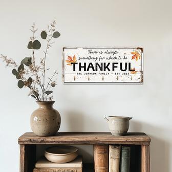 Always Thankful Key Holder, Rustic Family Wall Decor, Farmhouse Entryway Organizer, Personalized Gratitude Sign | Familywalldecor