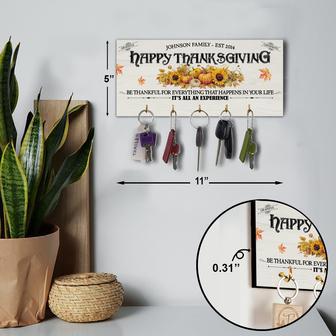 Happy Thanksgiving Family Key Holder, Personalized Grateful Gathering Sign, Rustic Fall Decor | Familywalldecor AU