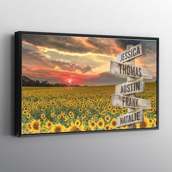 Personalized Sunrise Sunflower Canvas Art – Custom Multi-Names Family Wall Decor | Familywalldecor