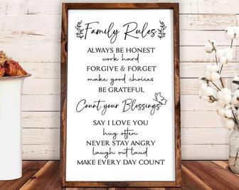 Family Rules Canvas – Inspirational Wall Art for Home Decor | Familywalldecor