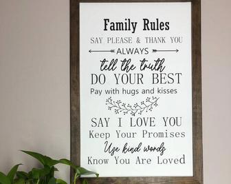 Family Rules Canvas – Family Room Wall Decor and Gift | Familywalldecor UK