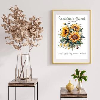 Sunflower Grandma Canvas – Personalized with Family Names | Familywalldecor