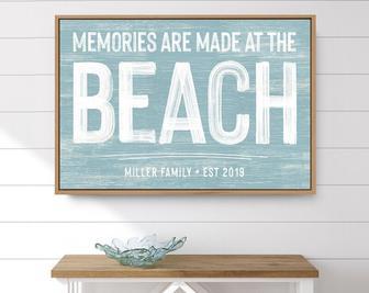 Vintage Beach House Sign Canvas With Family Name | Familywalldecor