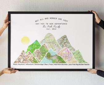 Custom 5th Anniversary Adventure Map Canvas - Vintage Wall Art | Familywalldecor