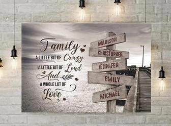 Emotional Ocean Dock Canvas Wall Art For Mom Dad From Son - Custom Multi Name Street Sign With Family Quotes For Home DéCor | Familywalldecor