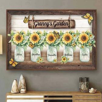 Personalized Grandma's Garden Canvas For Mom - Sunflower Jar Art, Mother's Day Gift For Grandmother | Familywalldecor