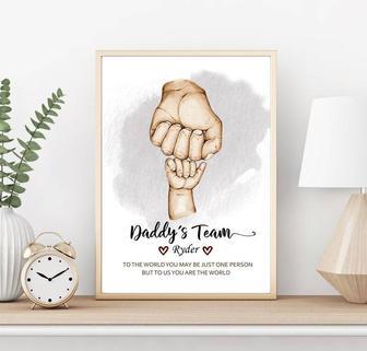 Touching Father's Day Canvas: Fist Bump Dad Art - Personalized Family Design For Birthday Gifts From Kids | Familywalldecor