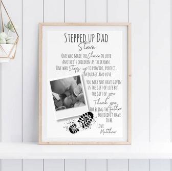 Thoughtful Stepped Up Dad Canvas with Poem - Personalized Father's Day or Christmas Gift | Familywalldecor