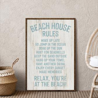 Vintage Family Rules Canvas – Coastal Farmhouse Beach House Decor | Familywalldecor