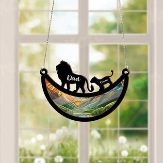 
 Personalized Lion Dad Suncatcher Ornament Lion Lovers Daddy And Me Father's Day Gift | Familywalldecor