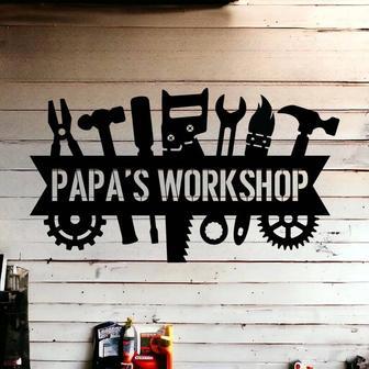 Custom Dad Workshop Metal Sign - Personalized Toolshed Sign For Father's Day - Rustic Garage Decor For Dad's Space | Familywalldecor