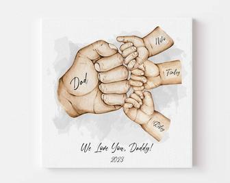 Personalized Dad Fist Bump Canvas - Touching Father's Day Gift For Grandpa And Dads | Familywalldecor