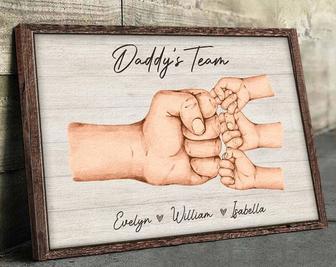 Personalized Dad Fist Bump Team Canvas - Heartfelt Art For Dad From Daughter Or Son - Custom Names, Father's Day Gift | Familywalldecor