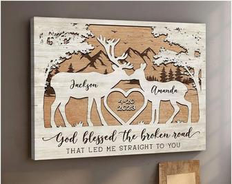 God Blessed The Broken Road Custom Canvas For Newlyweds Anniversary Gift | Familywalldecor