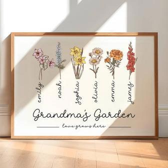 Personalized Grandma's Garden Birth Flower Canvas - Mother's Day & Christmas Gift | Familywalldecor