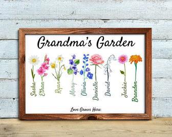 Thoughtful Grandma's Garden Canvas For Mother's Day - Custom Birth Flower Design | Familywalldecor