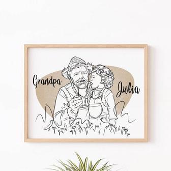 Heartfelt Grandpa Line Drawing Portrait Canvas - Personalized Christmas & Birthday Gift For Grandfather | Familywalldecor