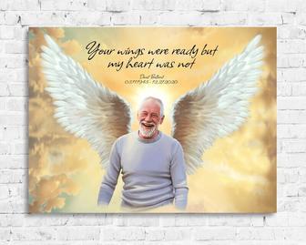 In Loving Memory Canvas Art For Grandpa - Bereavement Sympathy Gift With Custom Angel Wings Design | Familywalldecor