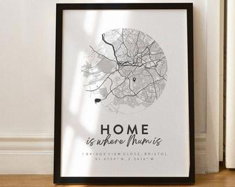 Heartfelt 'Home Is Where Mom Is' Custom Canvas Map For Mother's Day DéCor | Familywalldecor