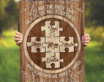 Personalized Mom Puzzle Canvas - Touching Gift For Christmas Or Birthday With Kids' Names, Living Room DéCor | Familywalldecor