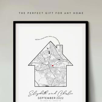 Our First House Canvas - Custom Map Print For New Home, Engagement Or Anniversary Gift | Familywalldecor