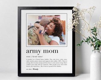 Army Mom Definition Canvas For Proud Moms - Birthday Gift With Custom Name Sign For Living Room Decor | Familywalldecor